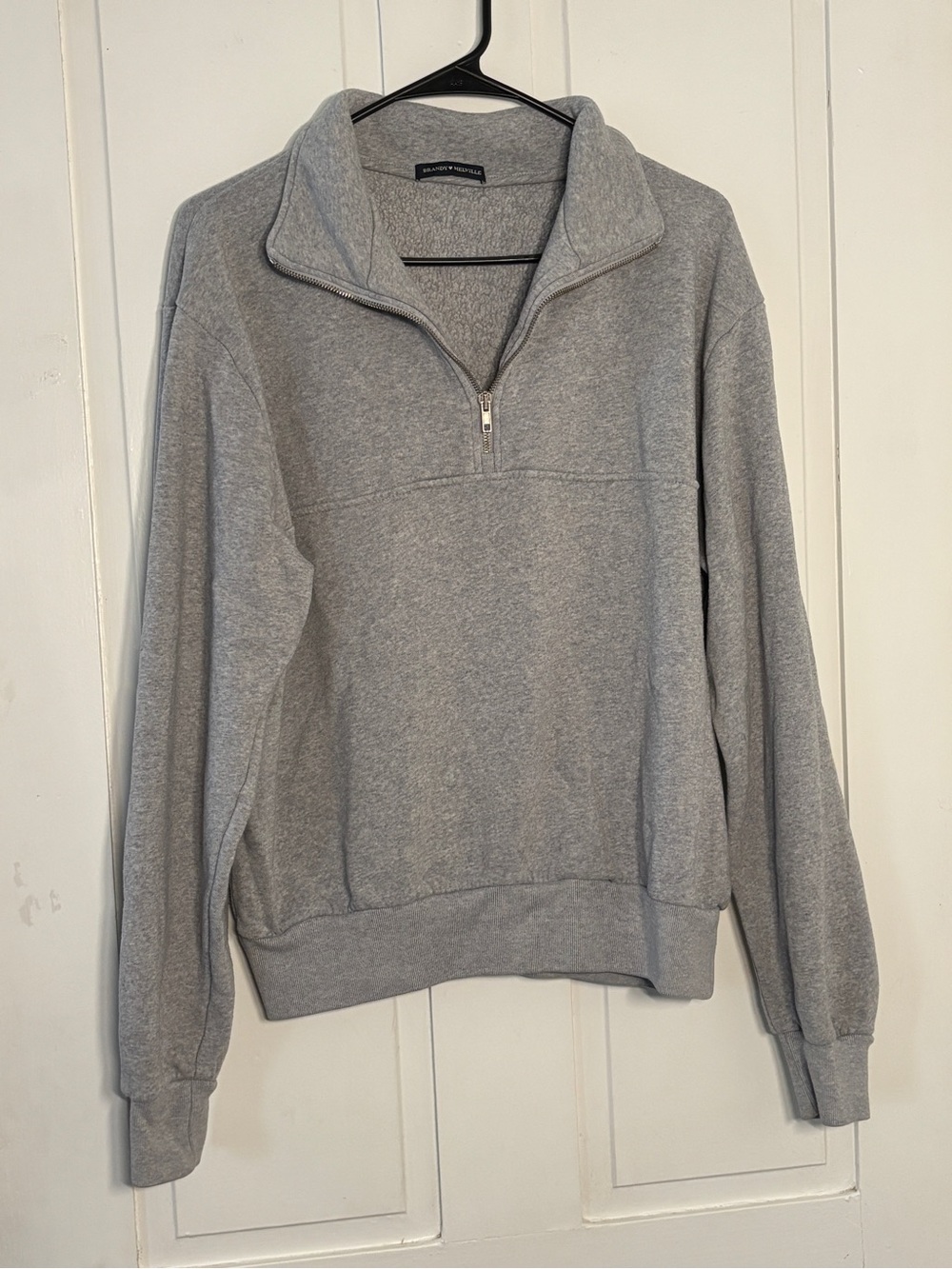 Brandy Melville Gray Oversized Boxy Fit Fleece 3/4 Quarter Zip Sweatshirt OS